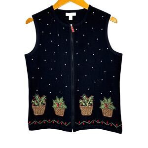 Charter‎ Club wool holiday vest with pearls